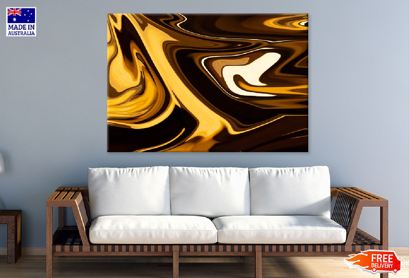 Brown Gold & Yellow Abstract Design Print 100% Australian Made