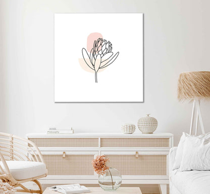 Square Canvas Protea Flower Line Art Design High Quality Print 100% Australian Made