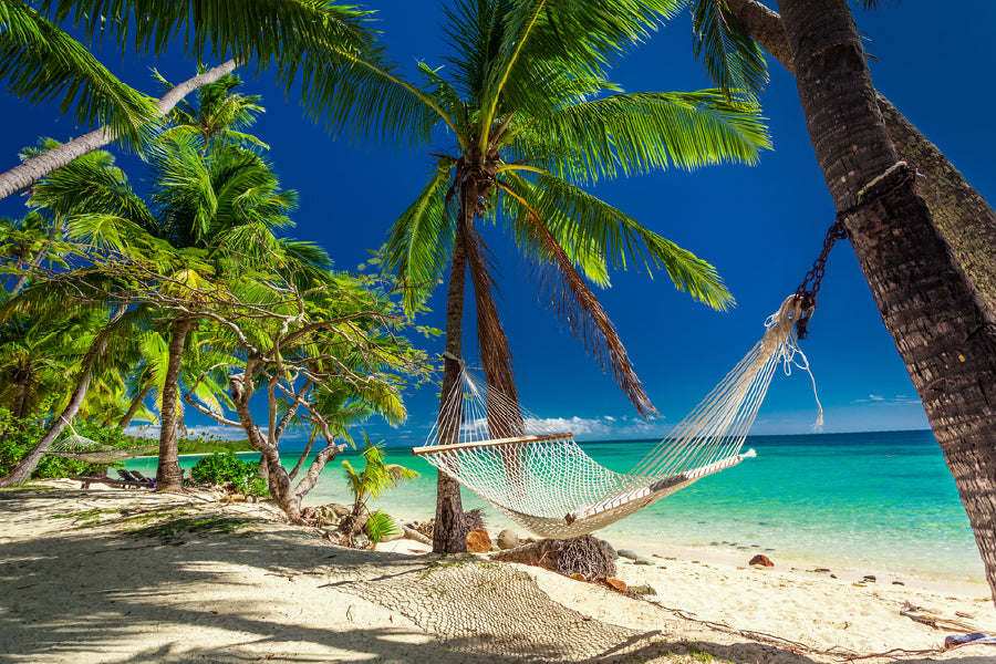 Bella Home Hammock Near Fiji Island Beach Print Canvas Ready to hang