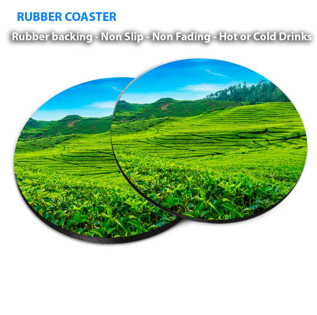 Scenery of Tea Plantation in Indonesia Coasters Wood & Rubber - Set of 6 Coasters