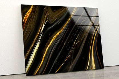 Gold & Black Abstract Design Acrylic Glass Print Tempered Glass Wall Art 100% Made in Australia Ready to Hang