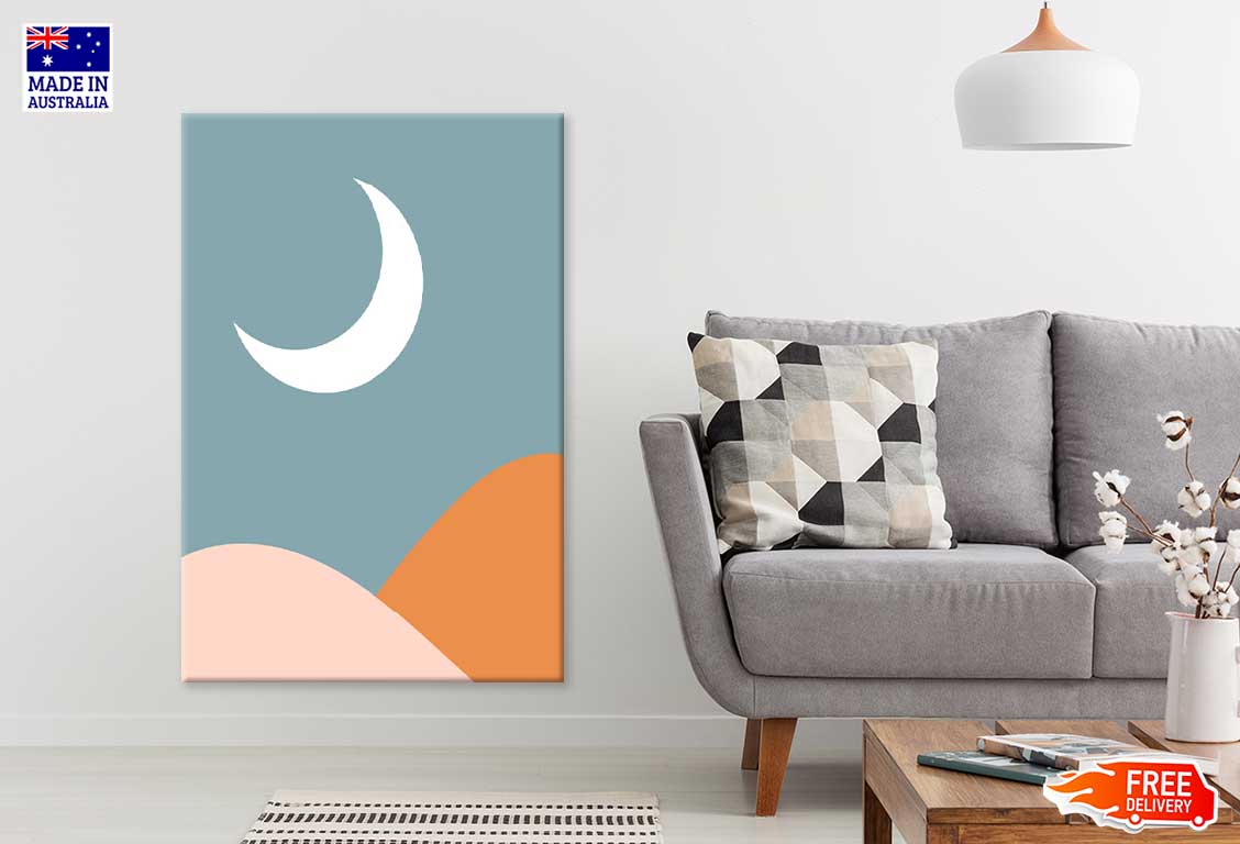 Moon over Mountain Vector Design Art Print 100% Australian Made