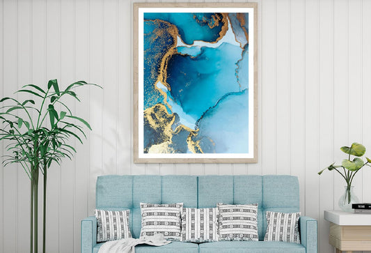 Blue & Gold Splash Abstract Design Home Decor Premium Quality Poster Print Choose Your Sizes