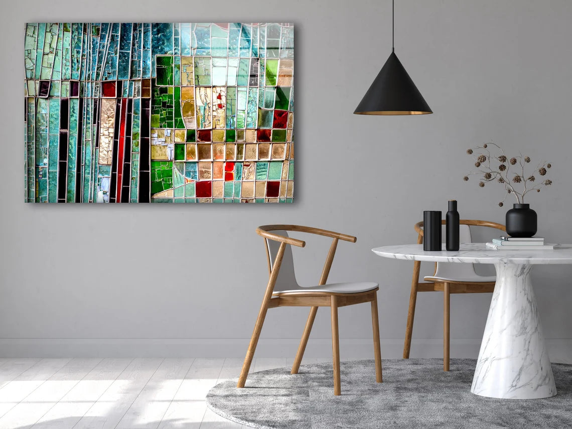 Colorful Mosaic Glass Abstract Design Acrylic Glass Print Tempered Glass Wall Art 100% Made in Australia Ready to Hang
