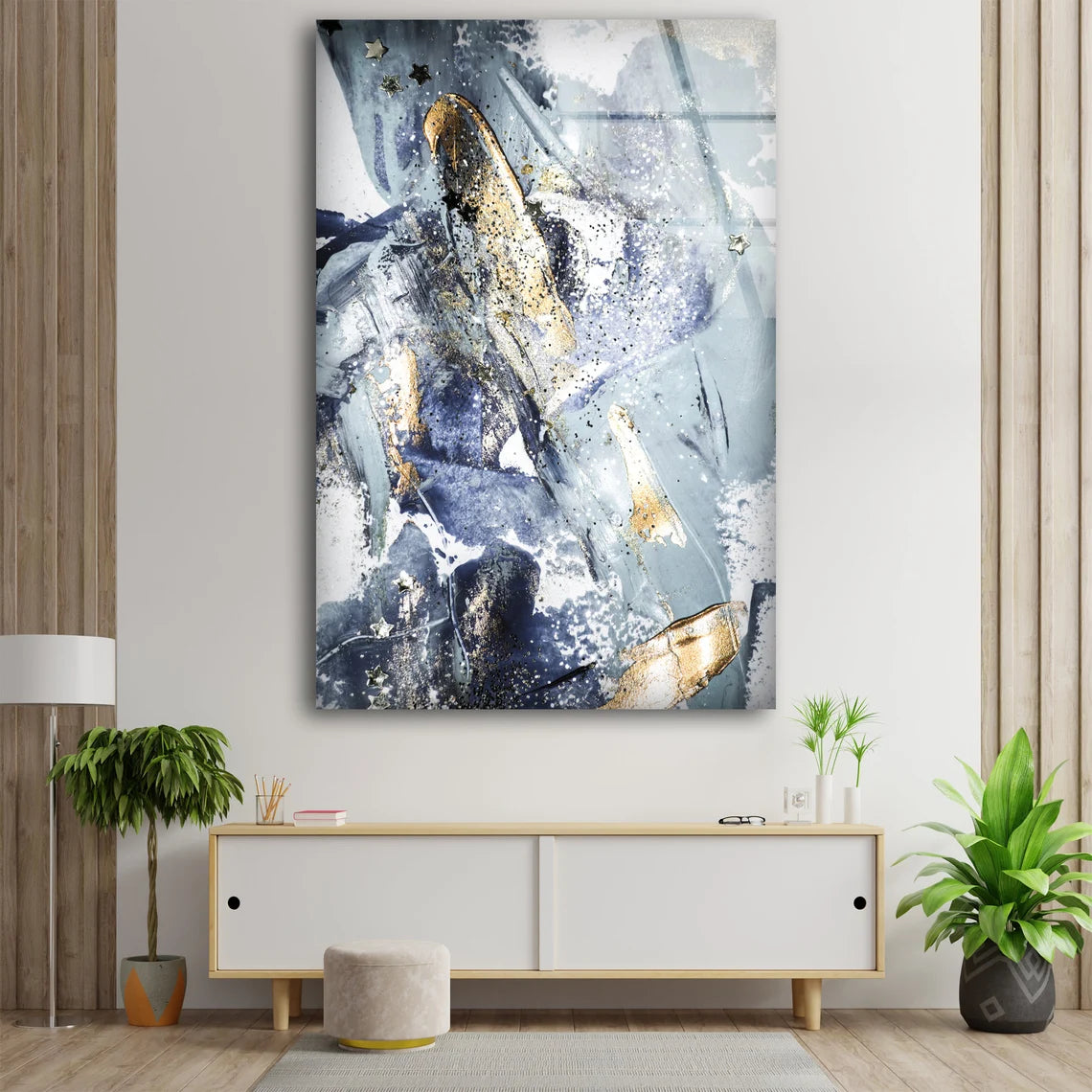 Grey & Gold Abstract Design Acrylic Glass Print Tempered Glass Wall Art 100% Made in Australia Ready to Hang