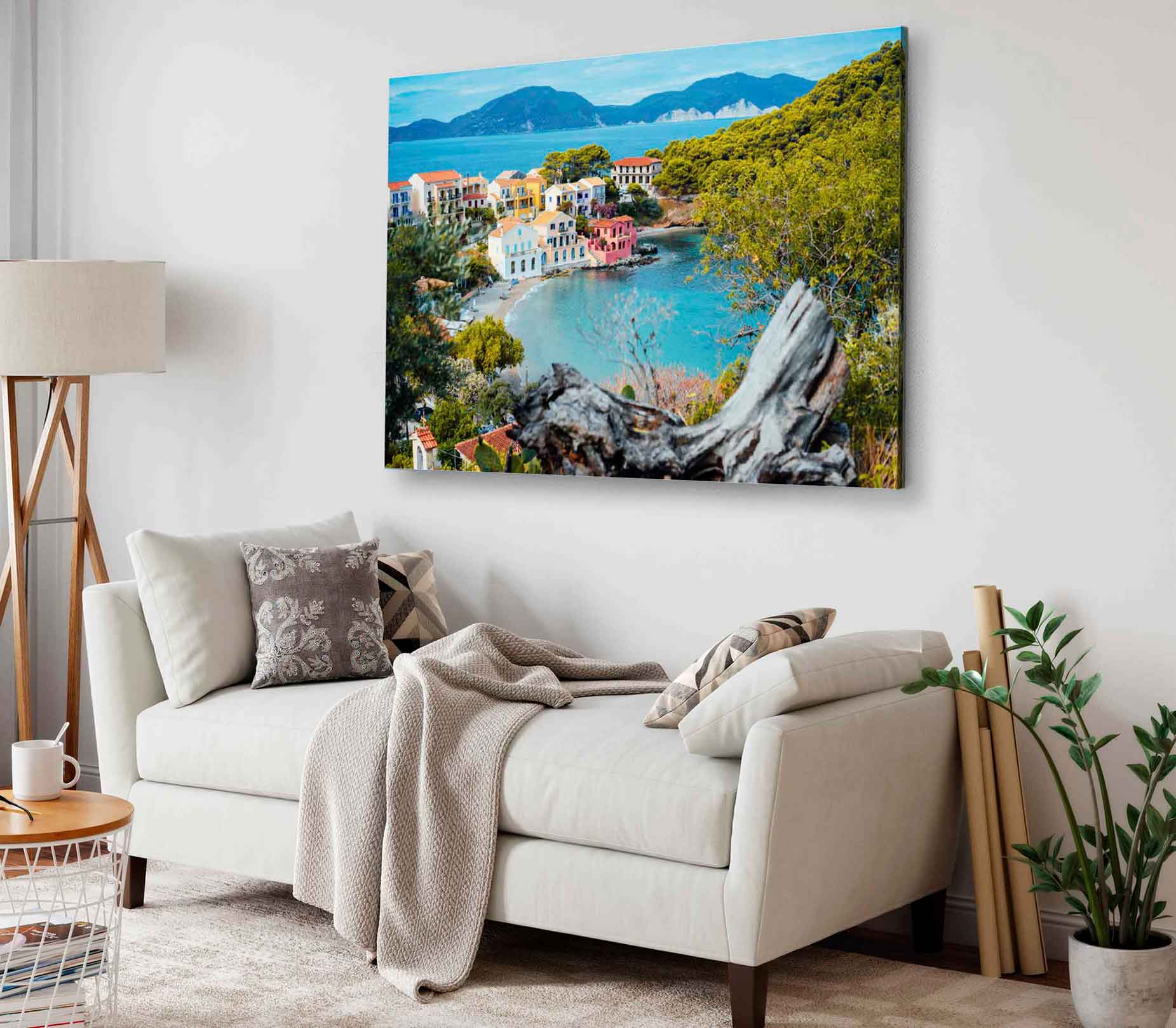 Bella Home Beach Island & Village Hill View Print Canvas Ready to hang