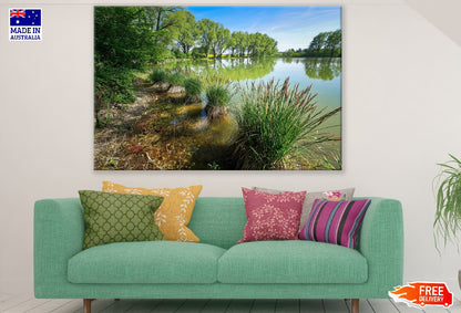 Green Grass & Trees Near Lake Photograph Print 100% Australian Made