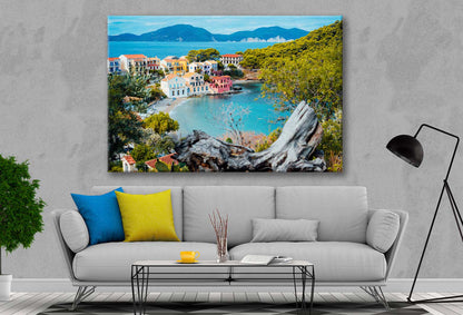 Bella Home Beach Island & Village Hill View Print Canvas Ready to hang