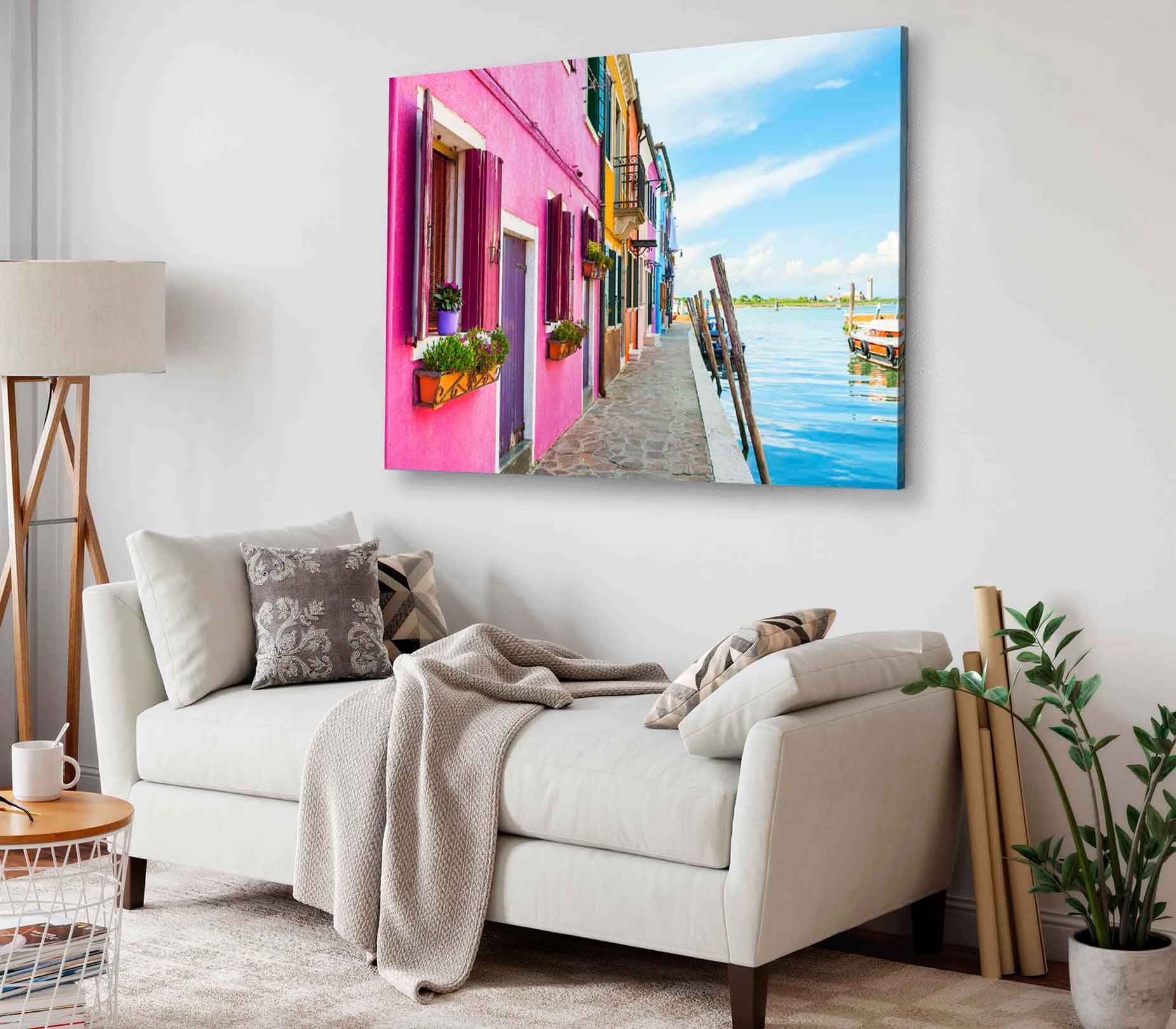 Bella Home Scenic Canal & Colorful Houses in Italy Print Canvas Ready to hang