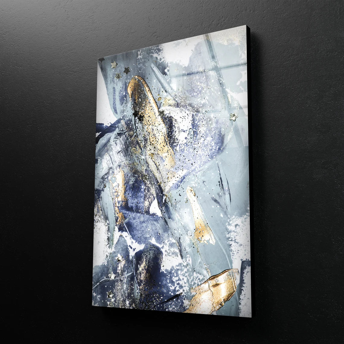 Grey & Gold Abstract Design Acrylic Glass Print Tempered Glass Wall Art 100% Made in Australia Ready to Hang