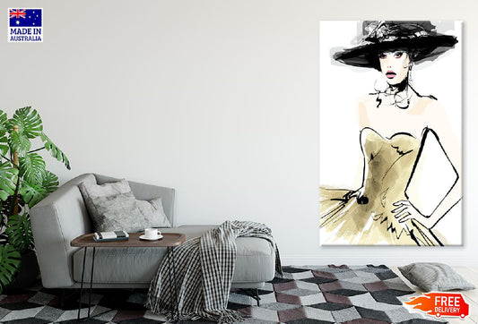 Fashion Model With a Hat Vector Art Print 100% Australian Made