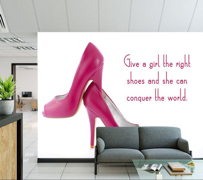 Wallpaper Murals Peel and Stick Removable High Heel Shoes with Quotes High Quality