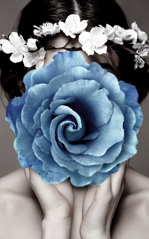 Girl with Blue Flower Photograph Home Decor Premium Quality Poster Print Choose Your Sizes