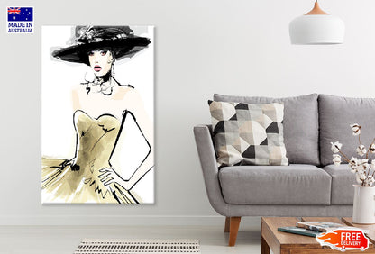 Fashion Model With a Hat Vector Art Print 100% Australian Made