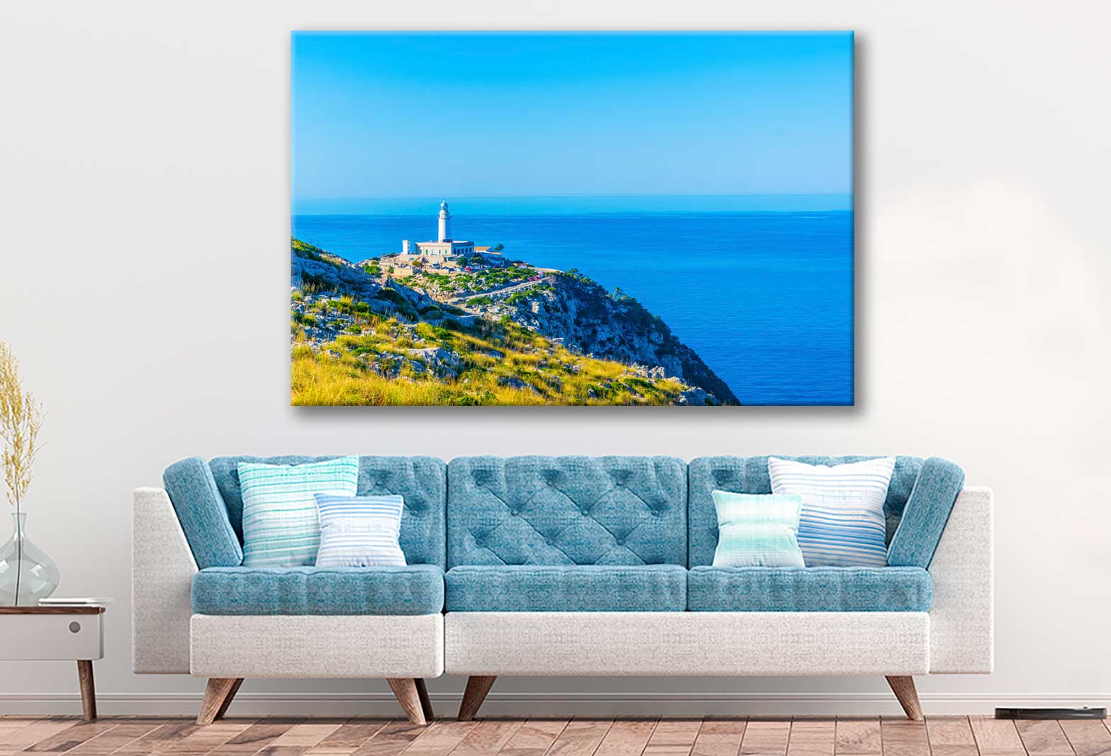 Bella Home Formentor Lighthouse Spain Aerial Print Canvas Ready to hang