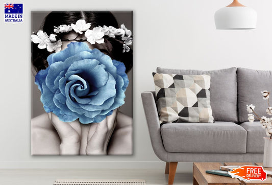 Blue Flower & Woman Photograph Print 100% Australian Made