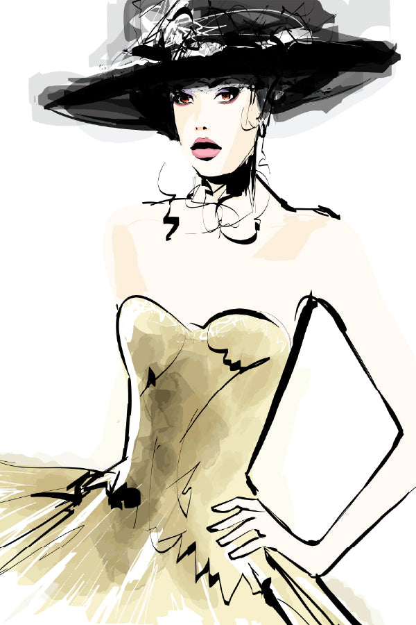 Fashion Model With a Hat Vector Art Print 100% Australian Made