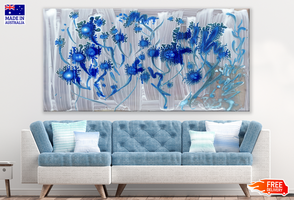 Blue Flower Trees Painting Print 100% Australian Made