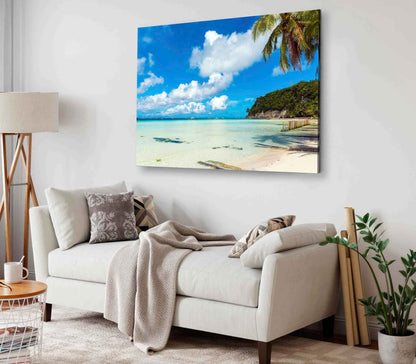 Bella Home Tropical Sandy Beach & Palm Trees Print Canvas Ready to hang