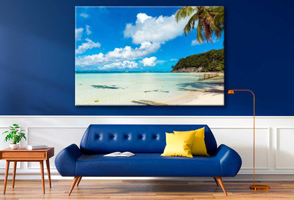 Bella Home Tropical Sandy Beach & Palm Trees Print Canvas Ready to hang