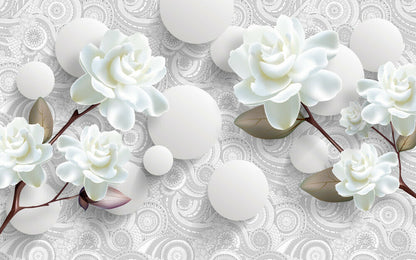 White 3D Floral Design Print 100% Australian Made