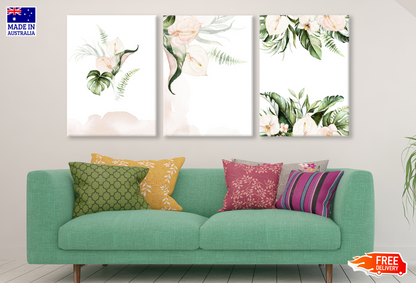 3 Set of Floral & Leaves Design High Quality print 100% Australian made wall Canvas ready to hang