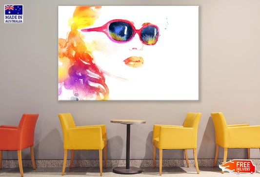 Abstract Woman Face with Sunglasses Watercolor Painting Print 100% Australian Made