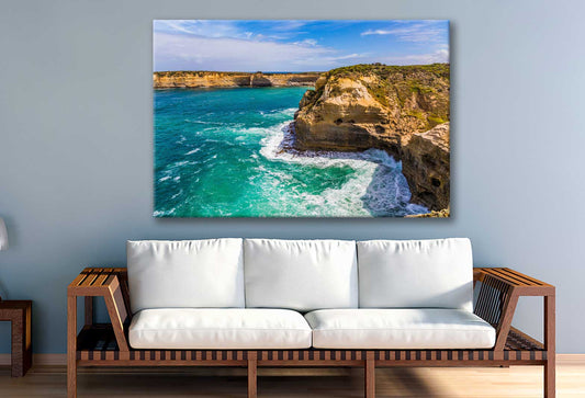 Bella Home Sea Coastal Blue Sky Aerial View Print Canvas Ready to hang