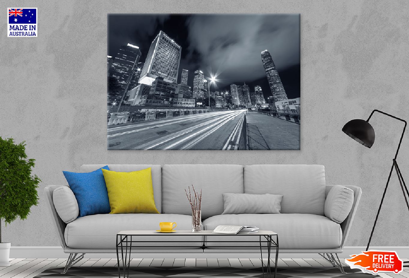 Hong Kong City Traffic B&W View Photograph Print 100% Australian Made