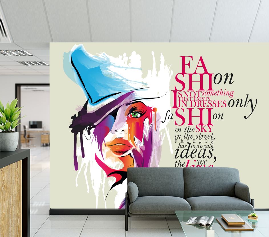 Wallpaper Murals Peel and Stick Removable Lady Face with Fashion Quotes Painting High Quality