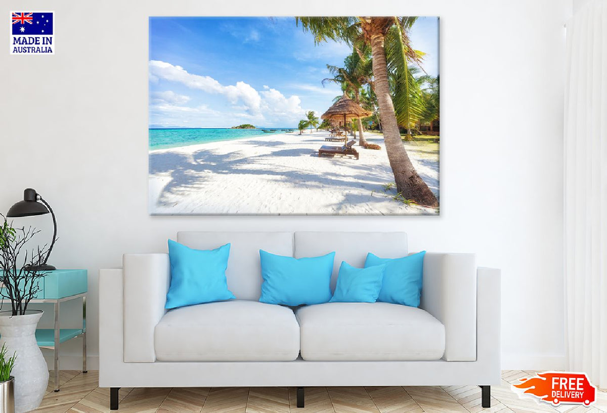 Koh Lipe Beach with Palm Trees Photograph Print 100% Australian Made