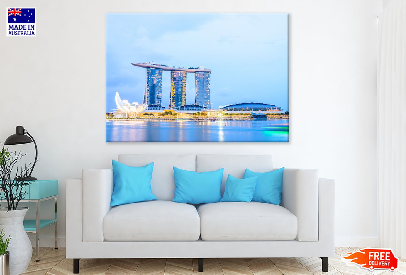 Singapore Skyline City Twilight Photograph Print 100% Australian Made