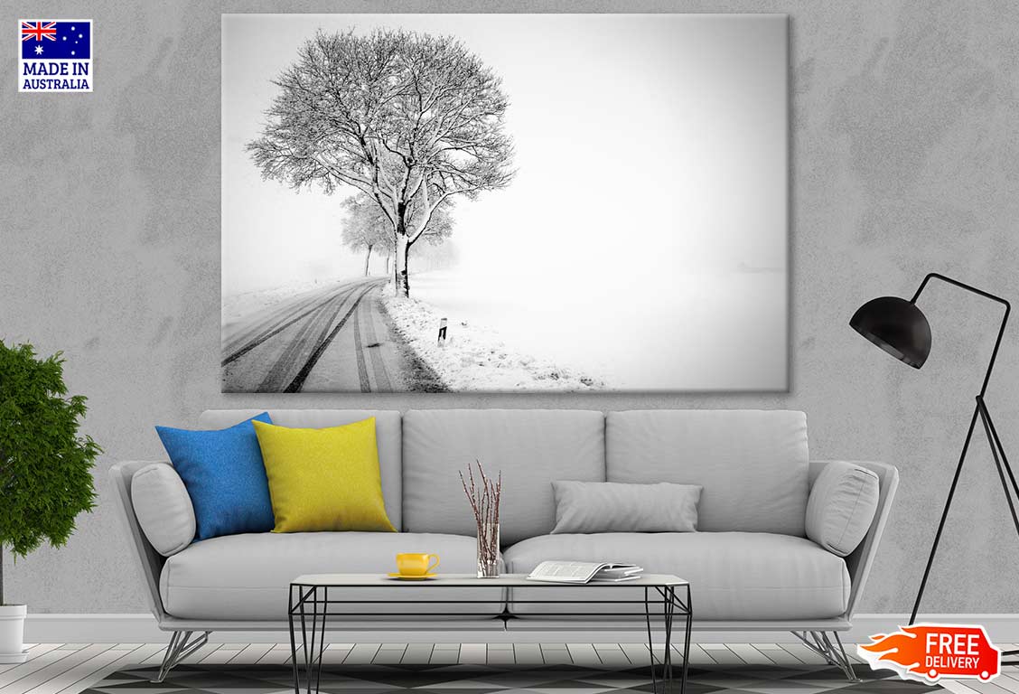 Snow Covered Trees & Road Photograph Print 100% Australian Made