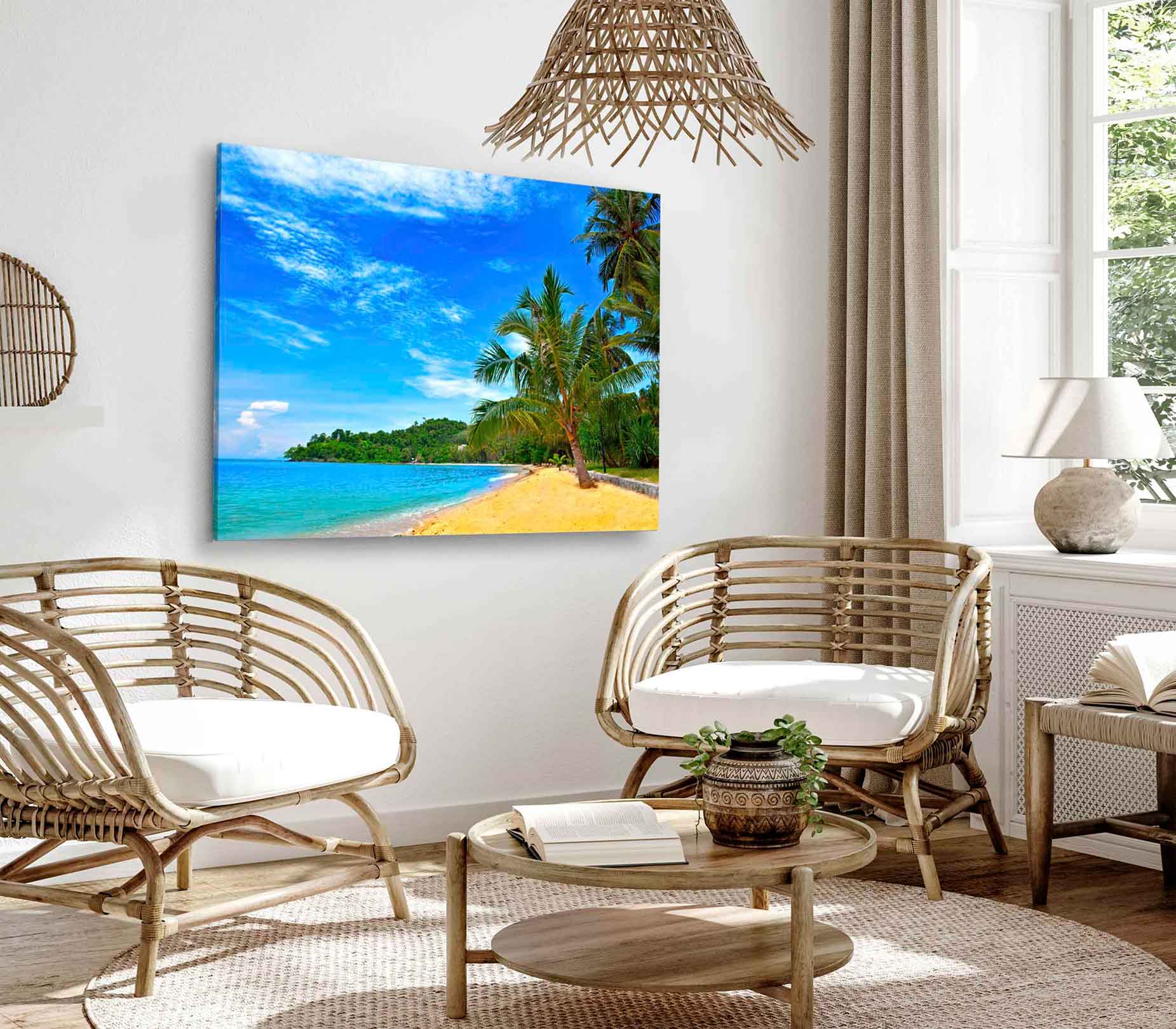 Bella Home Palm Trees On Luxury Exotic Beach Print Canvas Ready to hang