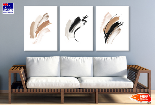 3 Set of Brush Painting Design High Quality print 100% Australian made wall Canvas ready to hang