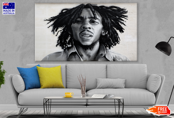 Bob Marley Black & White Portrait Painting Print 100% Australian Made