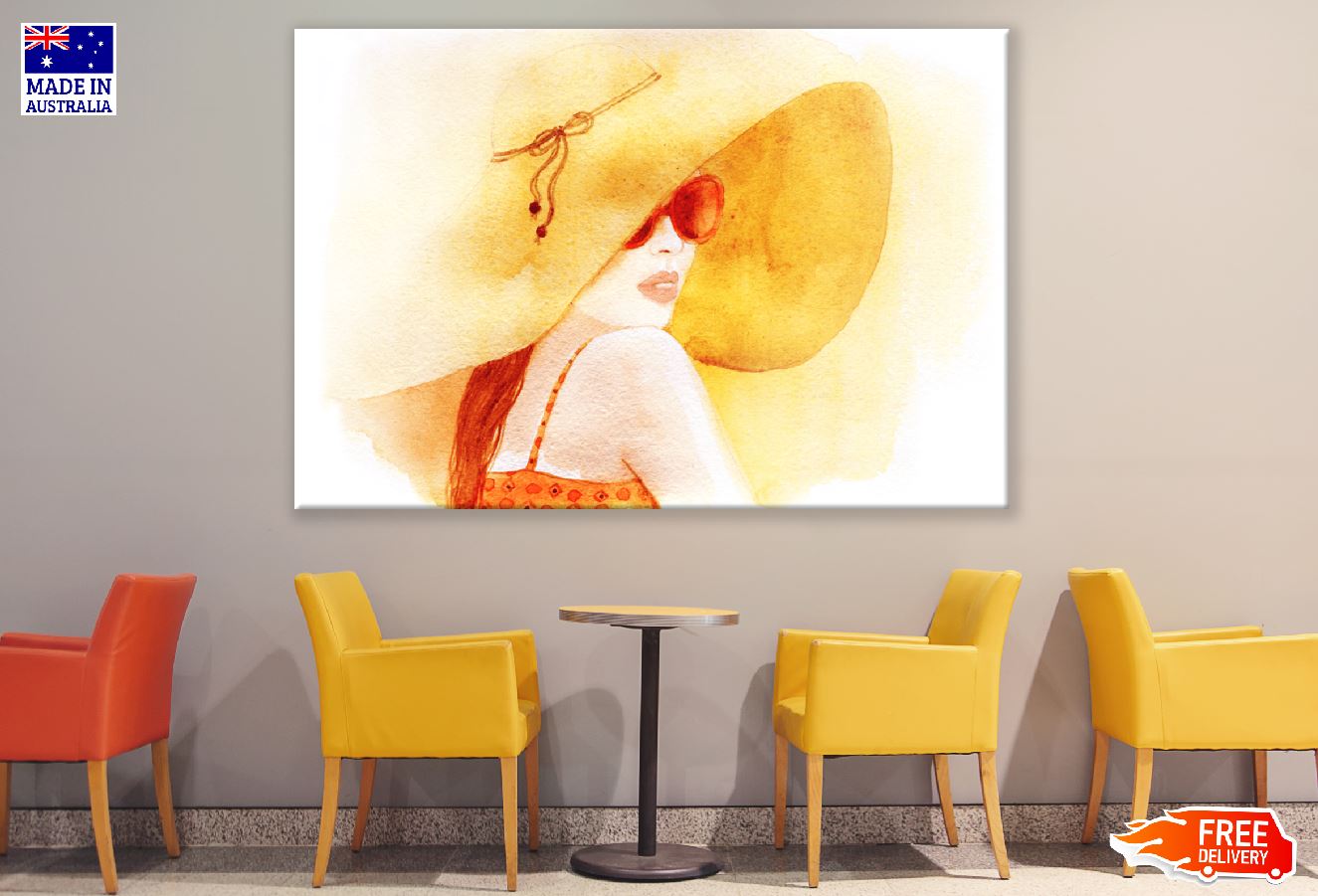 Woman in Hat Fashion Watercolor Painting Print 100% Australian Made