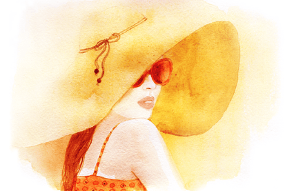 Woman in Hat Fashion Watercolor Painting Print 100% Australian Made