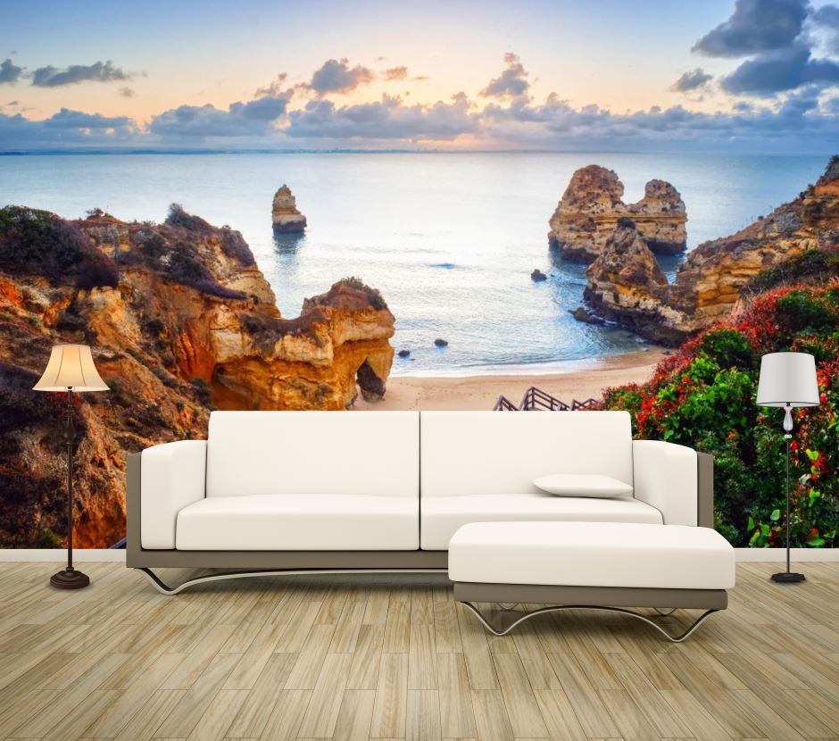 Wallpaper Murals Peel and Stick Removable Beach with Rocks Photograph High Quality