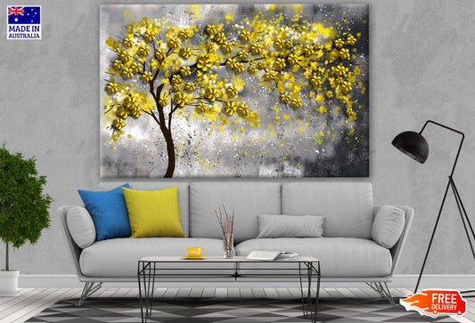Gold Flower Tree Abstract Design Print 100% Australian Made