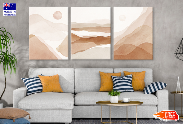 3 Set of Watercolour Mountain View Painting High Quality print 100% Australian made wall Canvas ready to hang