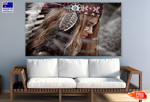 Native Feather Headdress Girl Print 100% Australian Made