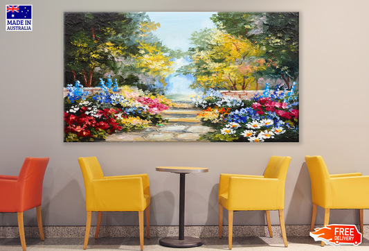 Colourful Floral Garden Painting Print 100% Australian Made