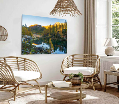 Bella Home River by the Forest & Sunset View Print Canvas Ready to hang