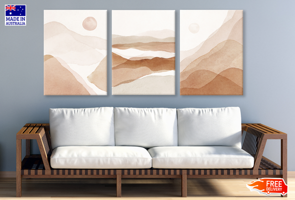 3 Set of Watercolour Mountain View Painting High Quality print 100% Australian made wall Canvas ready to hang