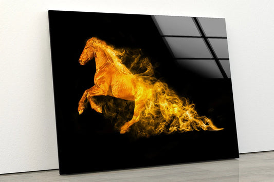 Fire Horse Abstract Design Acrylic Glass Print Tempered Glass Wall Art 100% Made in Australia Ready to Hang