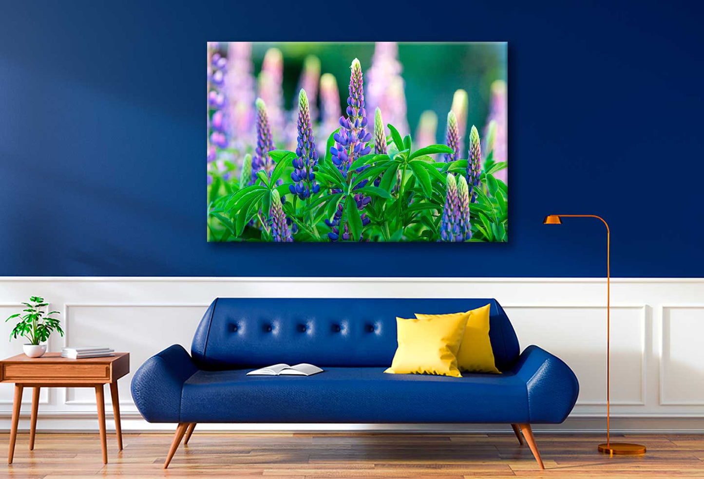 Bella Home Purple & Blue Lupine Wild Flowers Print Canvas Ready to hang