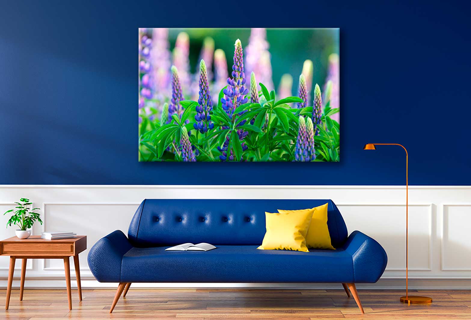 Bella Home Purple & Blue Lupine Wild Flowers Print Canvas Ready to hang