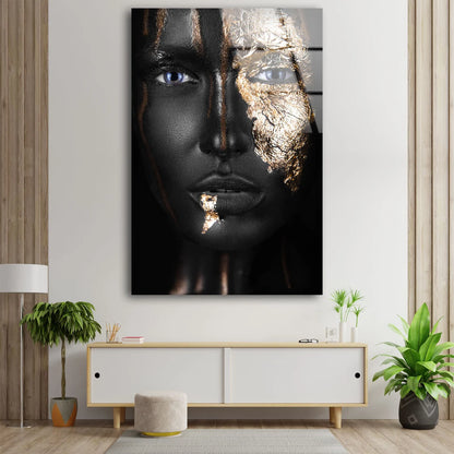 Girl with Black & Gold Makeup Portrait Photograph Acrylic Glass Print Tempered Glass Wall Art 100% Made in Australia Ready to Hang