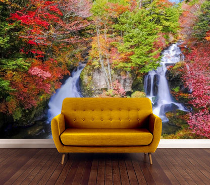 Wallpaper Murals Peel and Stick Removable Stunning Forest & Waterfall High Quality